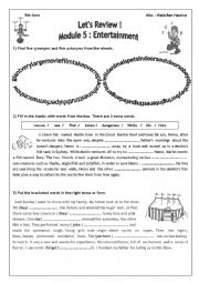 Lets review: Module 5 : Entertainment (9th form)