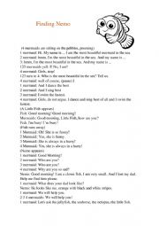 English Worksheet: Finding Nemo (End of Year Play Script)