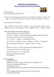 English Worksheet: Zoellas Easter Cupcakes Recipe