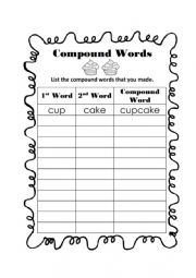 English Worksheet: Compound words