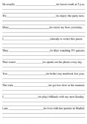 English Worksheet: mixed tenses