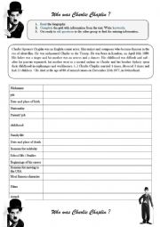 English Worksheet: Who was Charlie Chaplin?