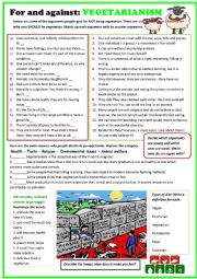 English Worksheet: For and against: Vegetarianism 