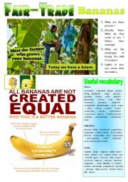 English Worksheet: Fair-Trade Bananas - Picture Description + KEY