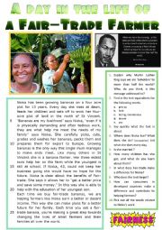 English Worksheet: A day in the life of a Fair-Trade farmer - Reading + Picture Description + KEY