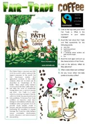 English Worksheet: Fair-Trade Coffee - Reading + Picture Description + KEY