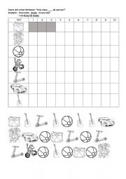 English Worksheet: Toys: Count and Colour