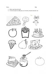 English Worksheet: Healthy and unhealthy food