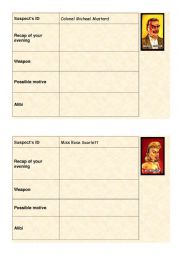 English Worksheet: Cluedo re-usable WS 4