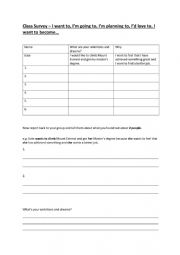 English Worksheet: Ambitions
