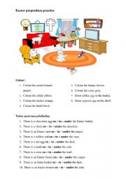 English Worksheet: Easter preposition and vocabulary practice