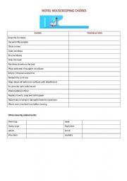 English Worksheet: Tourism - Hotel Housekeeping Chores