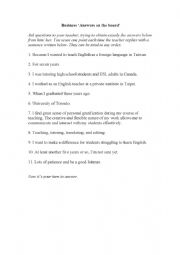 English Worksheet: Answers on the Board