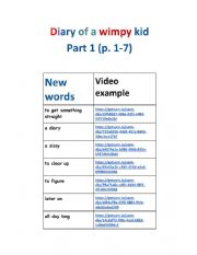 English Worksheet: Diary of a wimpy kid pages 1-7