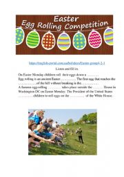 English Worksheet: Easter Egg rolling competition. listening