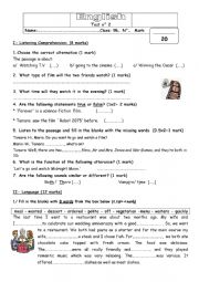 English Worksheet: 9th form English Test Entertainment