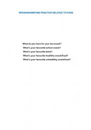 English Worksheet: speaking/writing activity about food