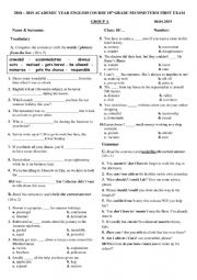 worksheet on vocabulary, perfect vs past & modals