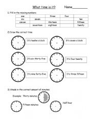 English Worksheet: What time is it? Worksheet