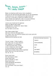 English Worksheet: Song 