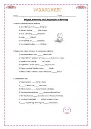 Subject pronouns and possessive adjectives  