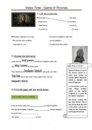 English Worksheet: Video Activity: Game of Thrones season 7 official trailer. 