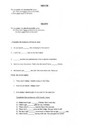 English Worksheet: many or much