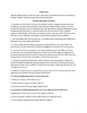 English Worksheet: The New Generation od Prarents
