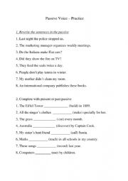 English Worksheet: Passive Voice - practice (present simple, past simple)