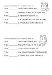 English Worksheet: THERE IS THERE ARE
