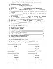 Present Simple and Continuous + Prepositions of time