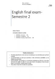 Multiple choice grammar, vocabulary and reading test/ exam