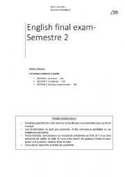 English Worksheet: Multiple choice grammar, vocabulary and reading test/ exam