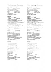 English Worksheet: When I was young