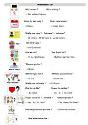 English Worksheet: Questions / answers for a teaching assistant