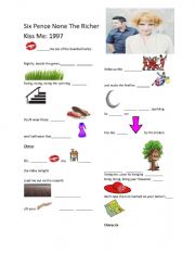 English Worksheet: Kiss Me Fill in the Gaps