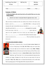English Worksheet: 9th form Mid-term 3 Test (Language part)