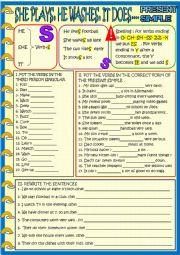 English Worksheet: Present simple third person singular