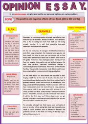 English Worksheet: Opinion Essay - The positive and negative effects of Fast-Food. - Guided writing + Example.