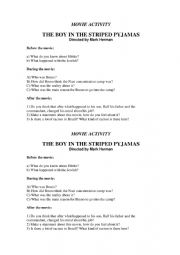 English Worksheet: THE BOY IN THE STRIPED PYJAMAS 