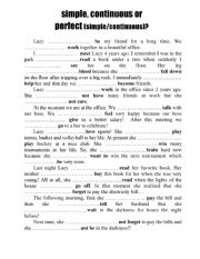 English Worksheet: full tenses (simple, continuous, perfect simple/continuous) - in present, past and future!