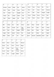 Past simple verbs BINGO