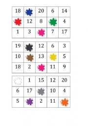 Bingo: numbers and colours