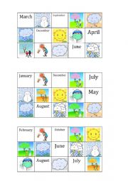 English Worksheet: Bingo: seasons, weather, months