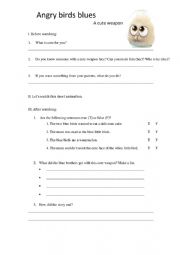 English Worksheet: Angry birds blues, cute weapon 