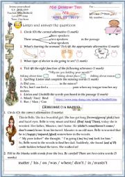 English Worksheet: Mid -SEMESTER  test 7th form