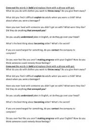 English Worksheet: GET speaking activity
