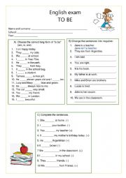 English Worksheet: to be present form