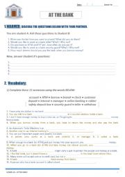 English Worksheet: At The Bank Lesson