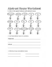 English Worksheet: Abstract nouns